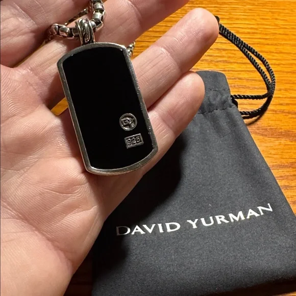 ❄️David Yurman XL 42mm .925 Black Onyx Dog Tag Pendant with 4.8mm 24” .925 Chain - Picture 2 of 4